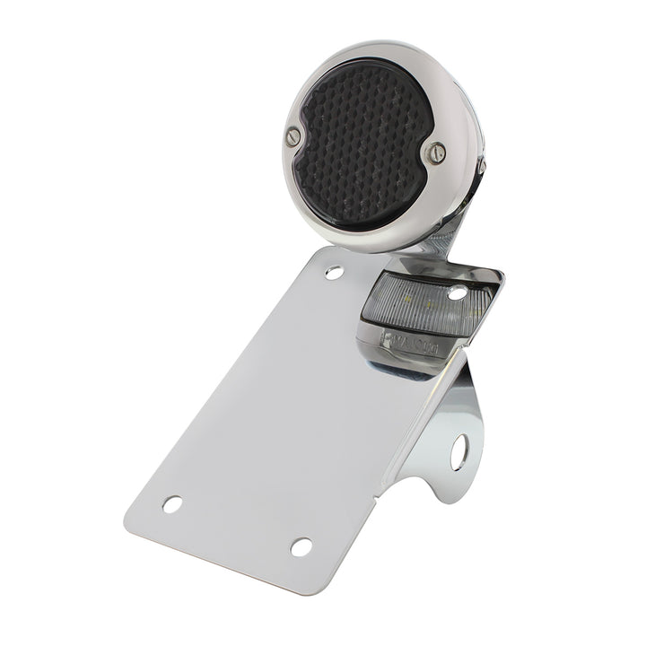 Chrome Vertical Side Mount License Bracket For Motorcycle With 1933-36 Ford Style LED Tail Light - View 4