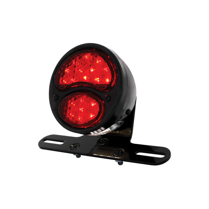 Black Motorcycle Rear Fender Mounting Bracket With 1928 LED "DUO Lamp" Tail Light - View 1