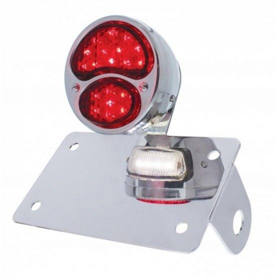 Chrome Horizontal Side Mount License Bracket For Motorcycle With 1928 LED "DUO Lamp" Tail Light - View 1