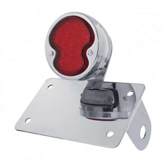 Chrome Horizontal Side Mount License Bracket For Motorcycle With 1932 Ford LED "DUO Lamp" Tail Light - View 1