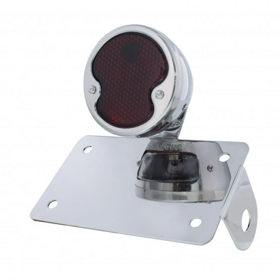 Chrome Horizontal Side Mount License Bracket For Motorcycle With 1932 "DUO Lamp" Tail Light - View 1