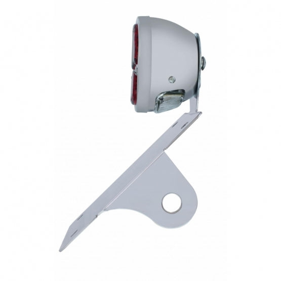 Chrome Vertical Side Mount License Bracket For Motorcycle With 1928 "LED DUO Lamp" Tail Light - View 2