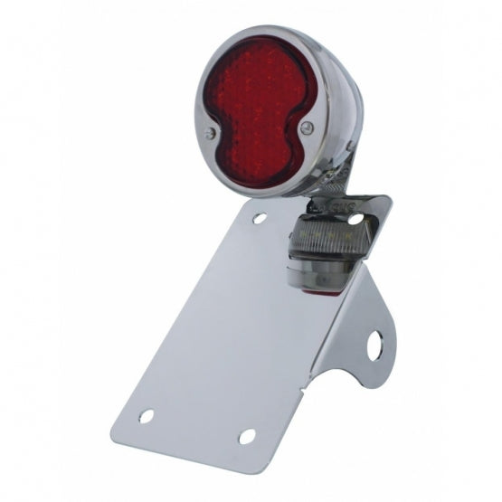 Chrome Vertical Side Mount License Bracket For Motorcycle With 1932 "LED DUO Lamp" Tail Light - View 1