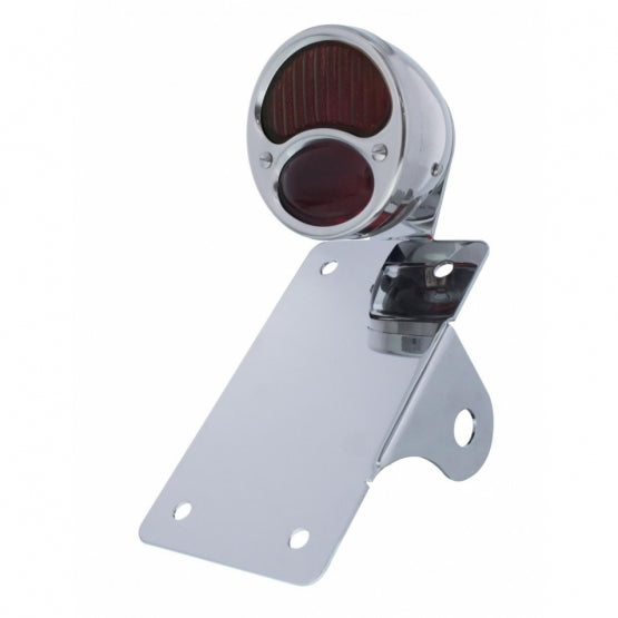Chrome Vertical Side Mount License Bracket For Motorcycle With 1928 "DUO Lamp" Tail Light - View 1