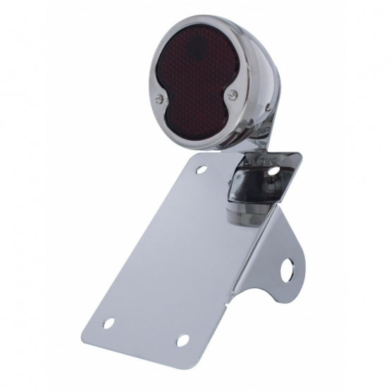 Chrome Vertical Side Mount License Bracket For Motorcycle With 1932 "DUO Lamp" Tail Light - View 1
