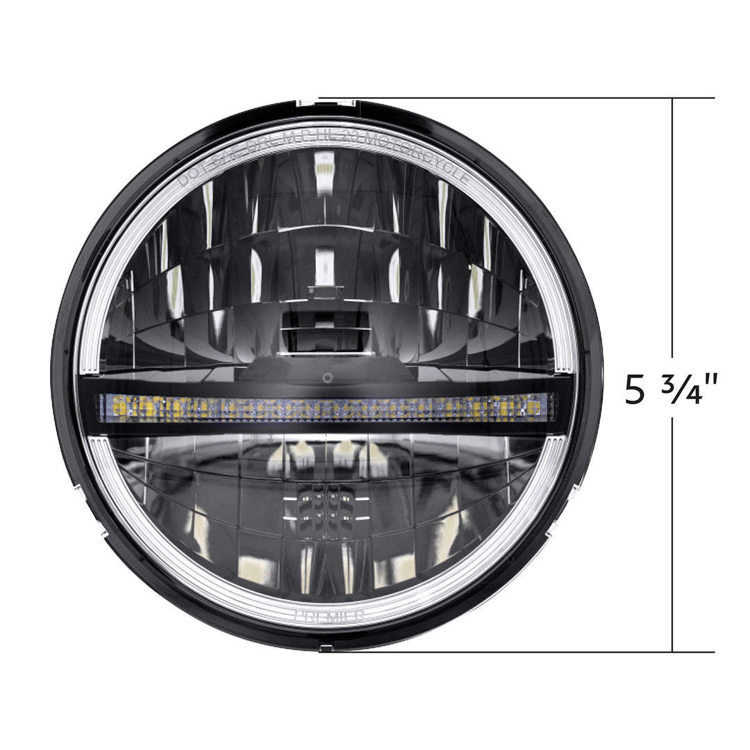 ULTRALIT - 20 High Power LED 5-3/4" Motorcycle Headlight With LED DRL/Position Light - Black - View 8