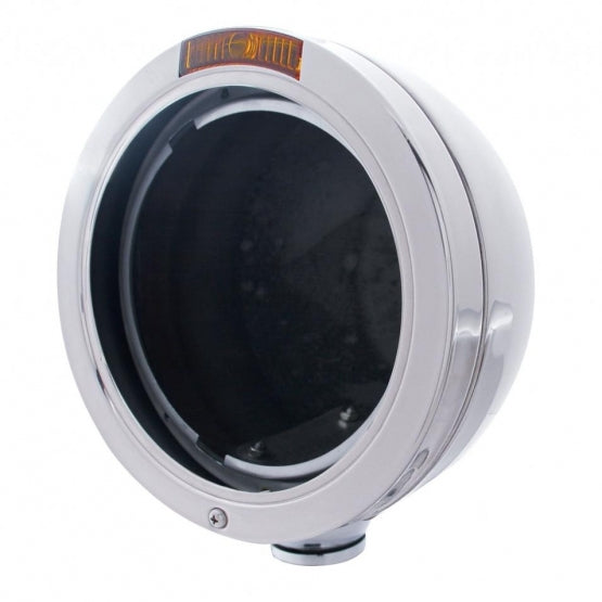 Stainless Steel Bullet Classic Headlight No Bulb With Turn Signal Light - Amber Lens - View 1