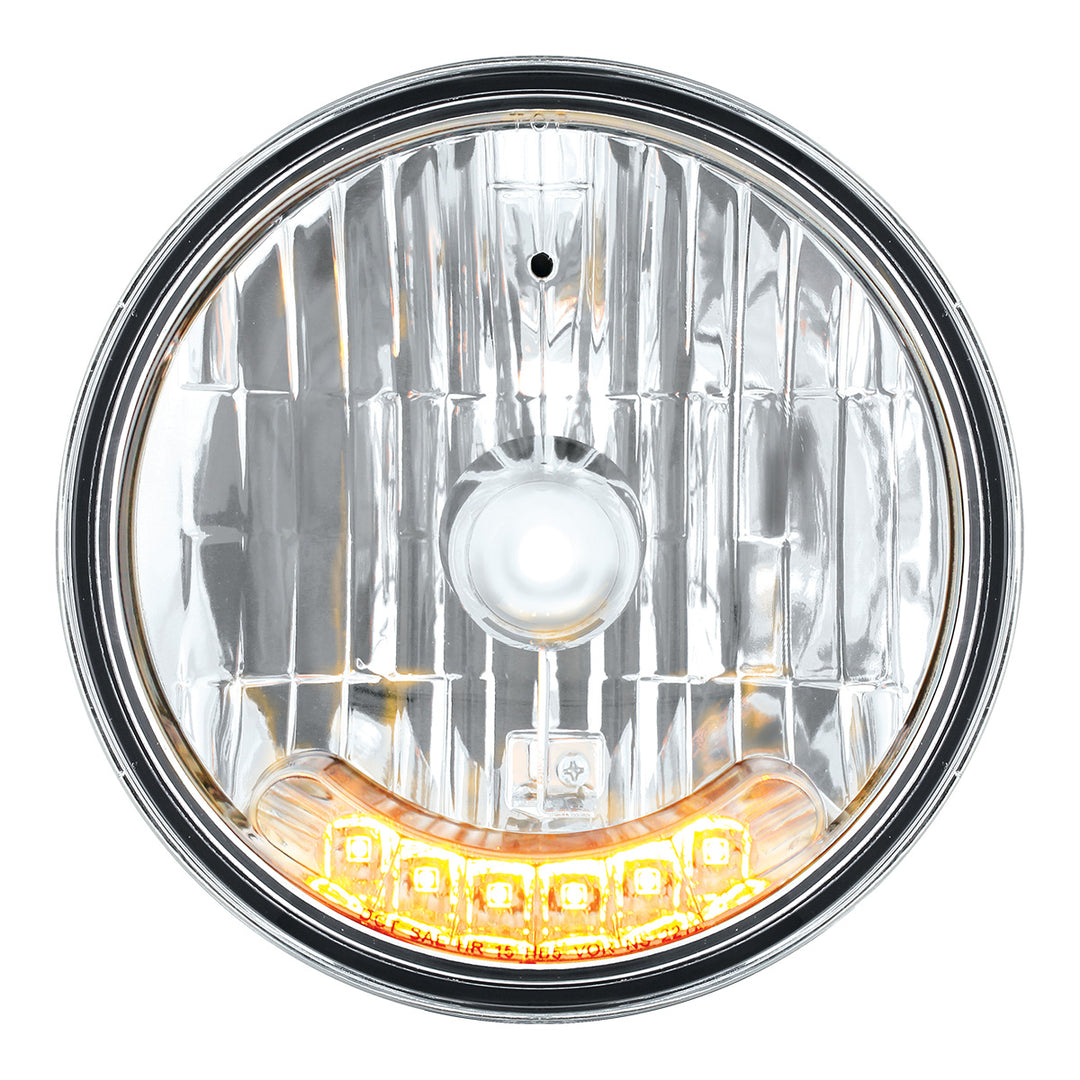 7" Crystal Headlight With 6 Amber LED Position Light - View 1