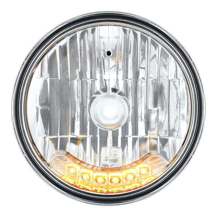 7" Crystal Headlight With 6 Amber LED Position Light - View 1