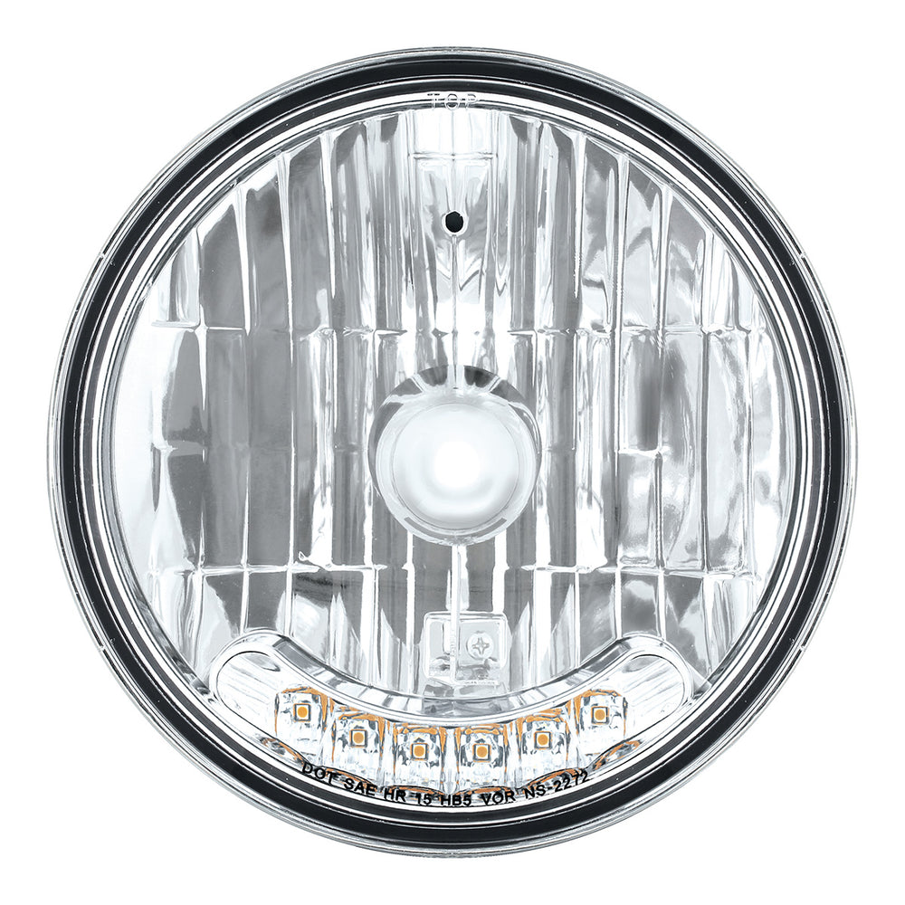 7" Crystal Headlight With 6 Amber LED Position Light - View 2