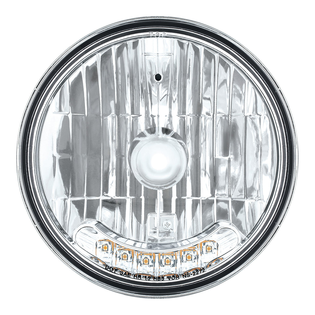 7" Crystal Headlight With 6 Amber LED Position Light - View 2