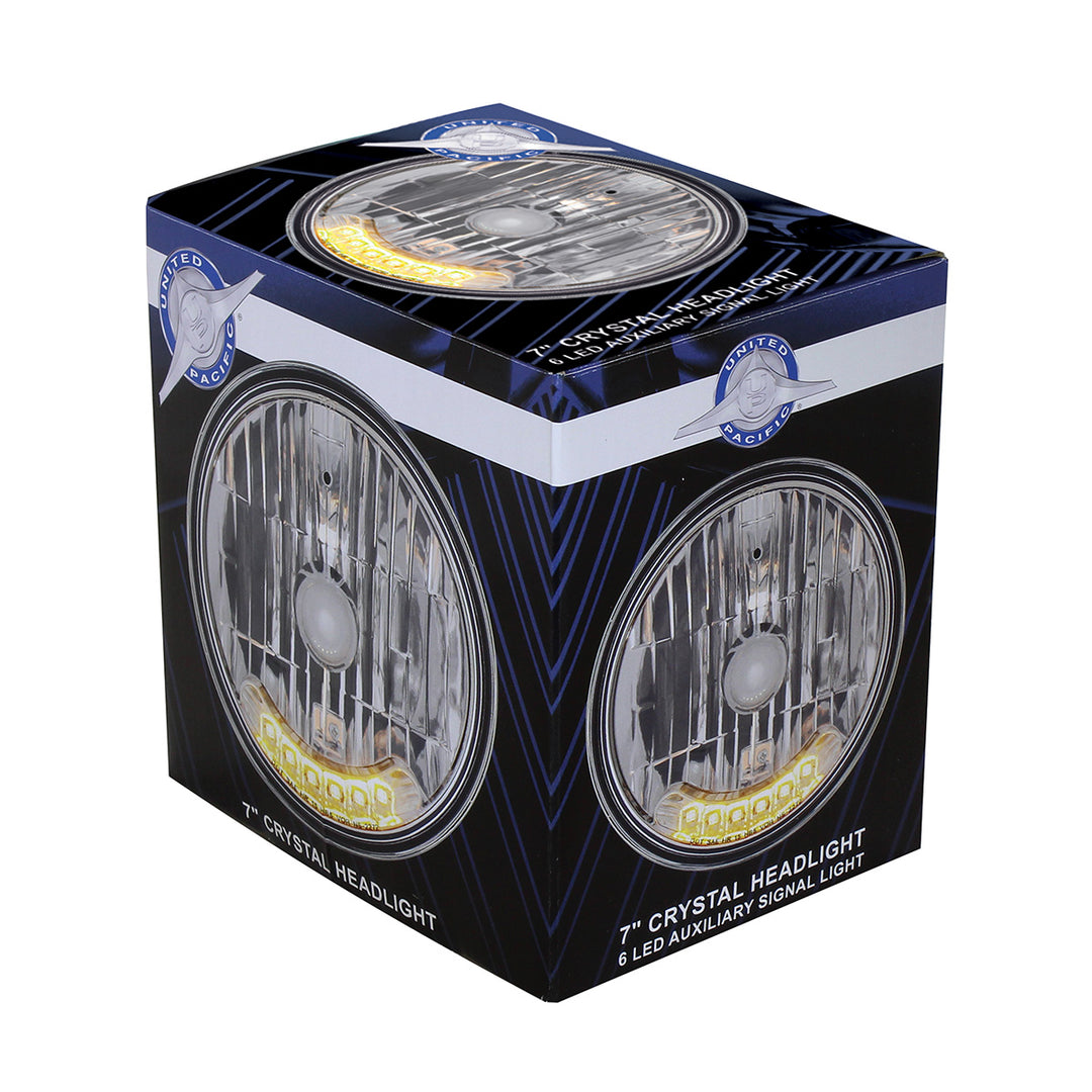 7" Crystal Headlight With 6 Amber LED Position Light - View 5