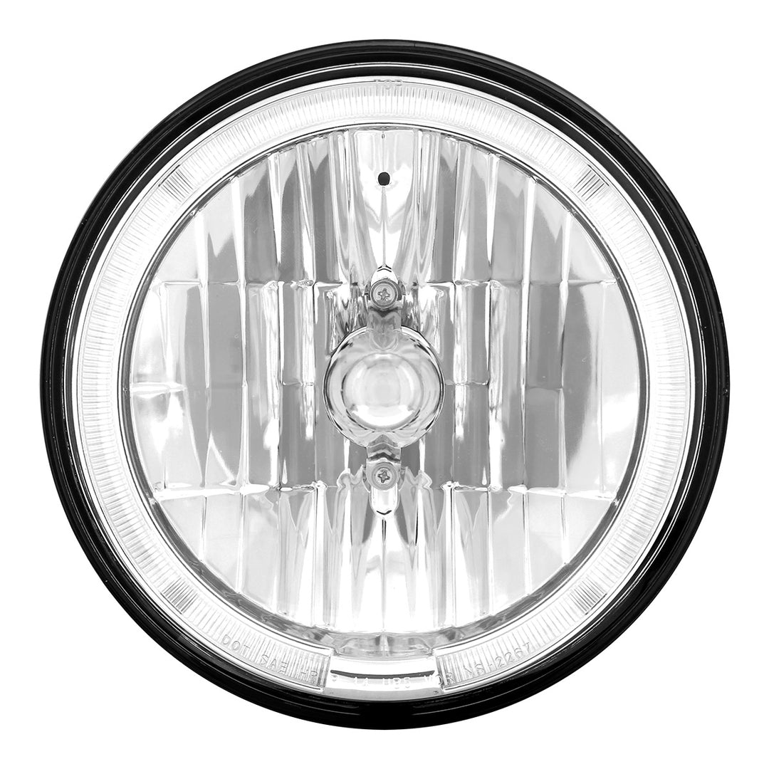 7" Crystal Headlight With Amber LED Halo Ring - View 2