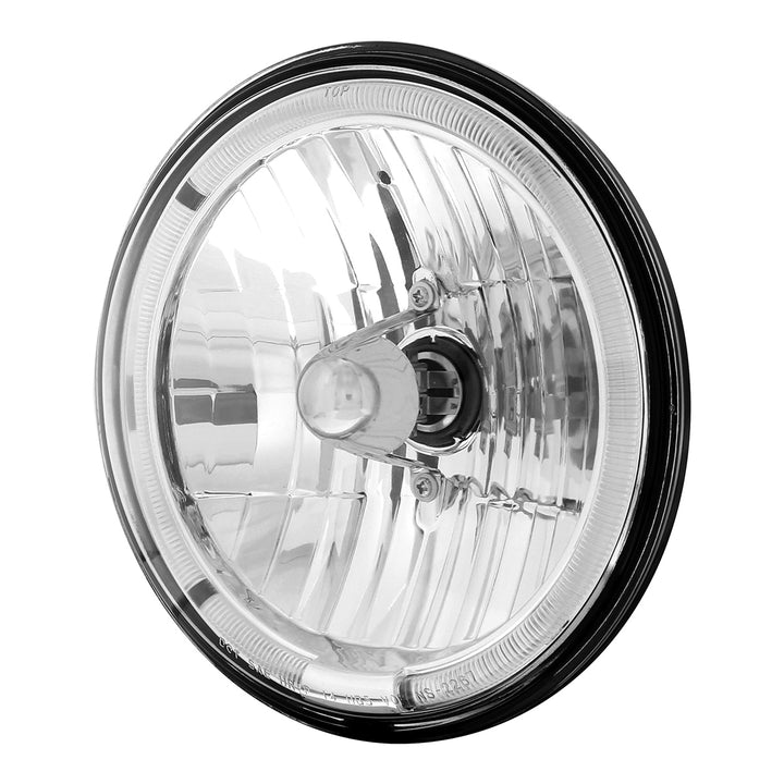 7" Crystal Headlight With Amber LED Halo Ring - View 3