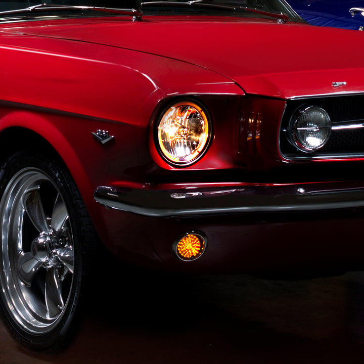 7" Crystal Headlight With Amber LED Halo Ring - View 6