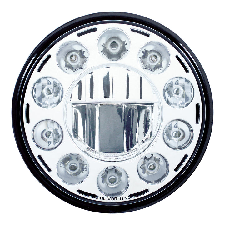 ULTRALIT - 11 High Power LED 7" Crystal Headlight - Chrome - View 1