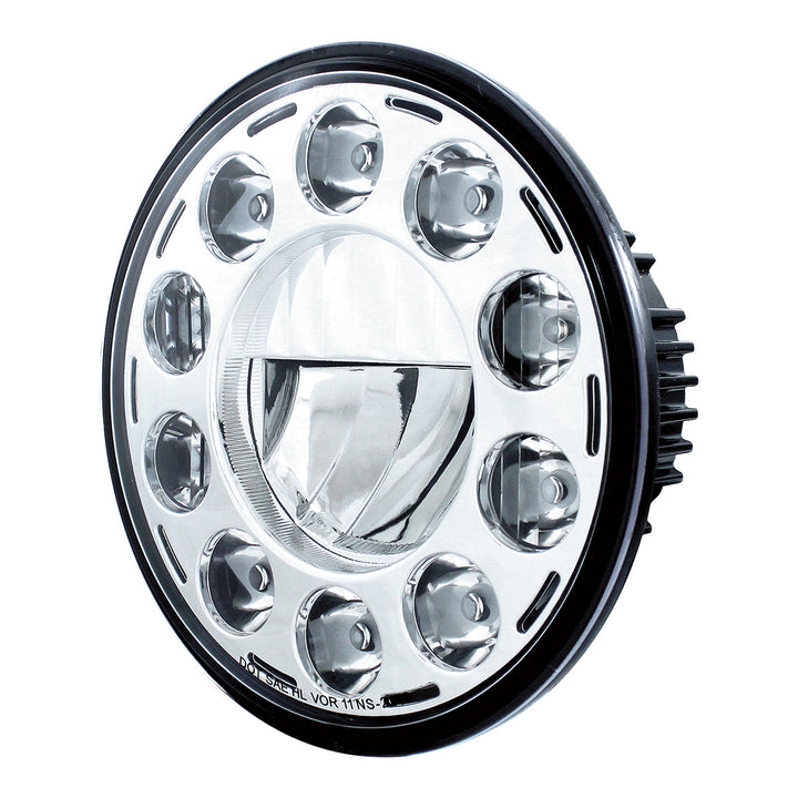 ULTRALIT - 11 High Power LED 7" Crystal Headlight - Chrome - View 2