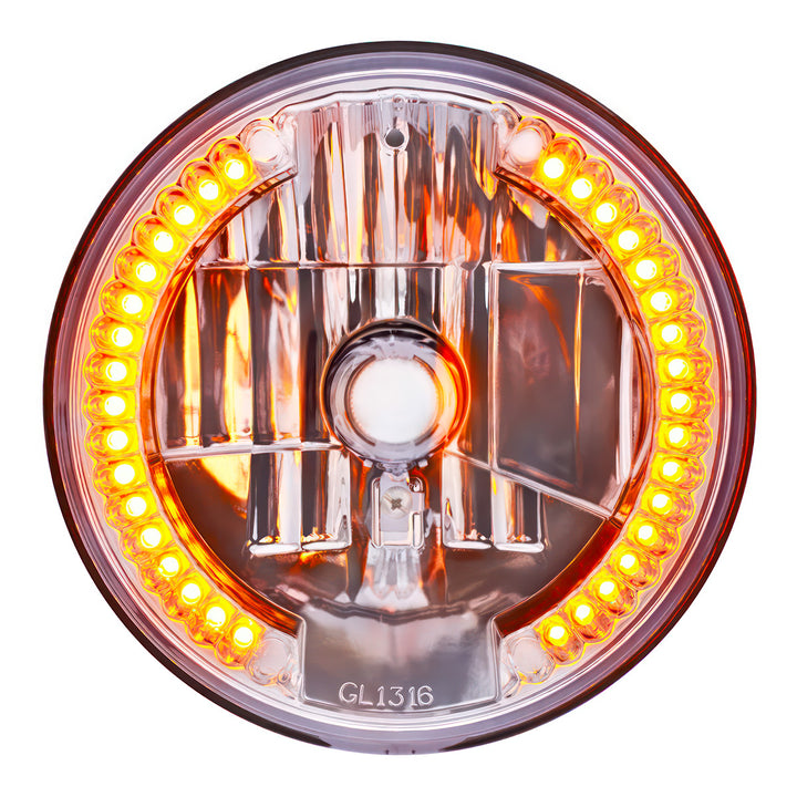 7" Crystal Headlight With 34 Amber LED Position Light - View 1