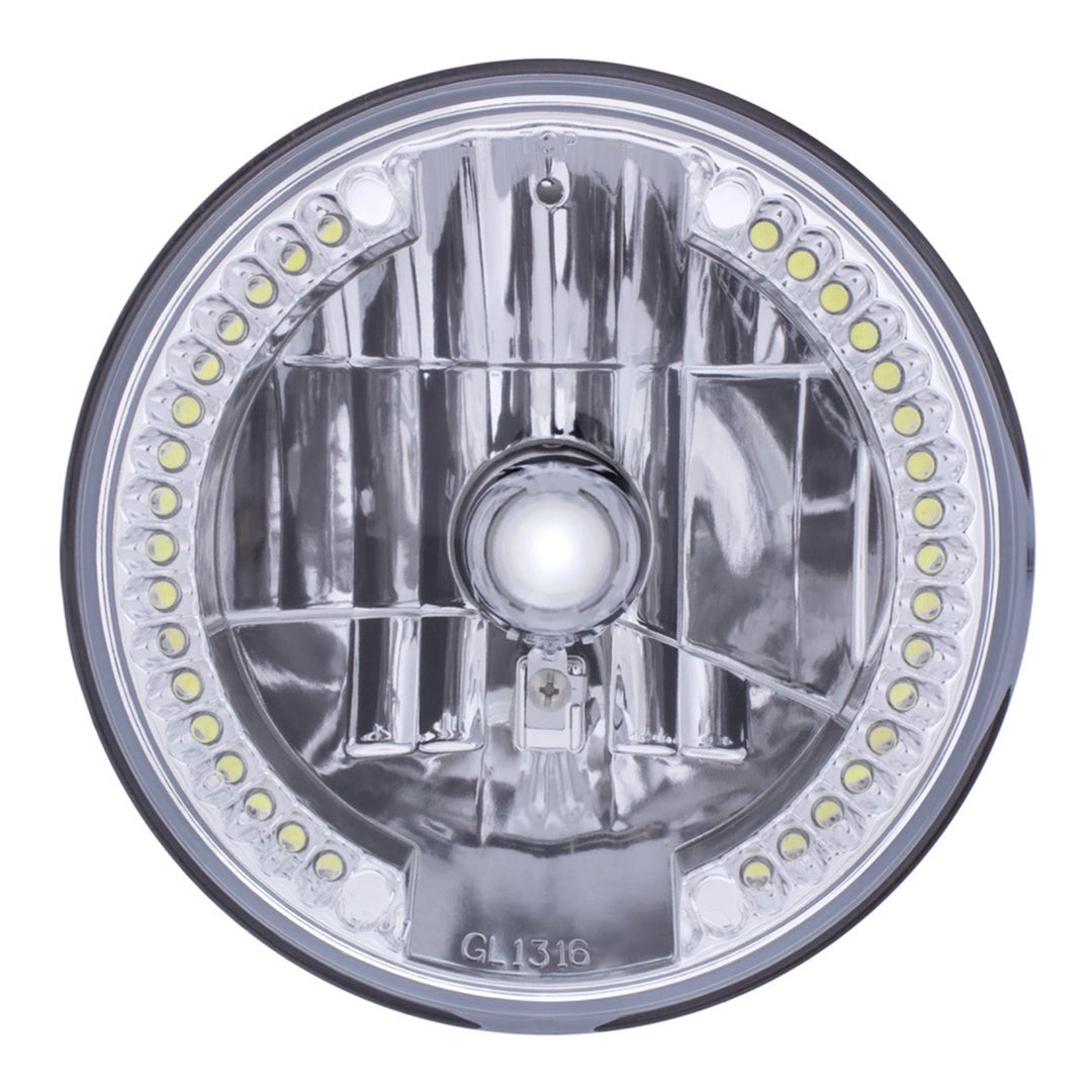 7" Crystal Headlight With 34 White LED Position Light - View 2
