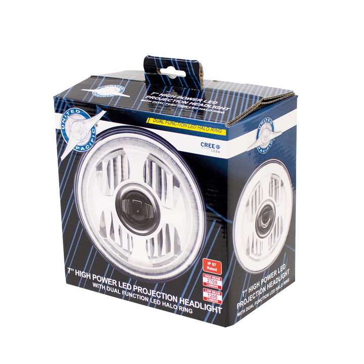 ULTRALIT - High Power LED 7" Projection Headlight With Dual Color LED Position Halo Ring - View 10