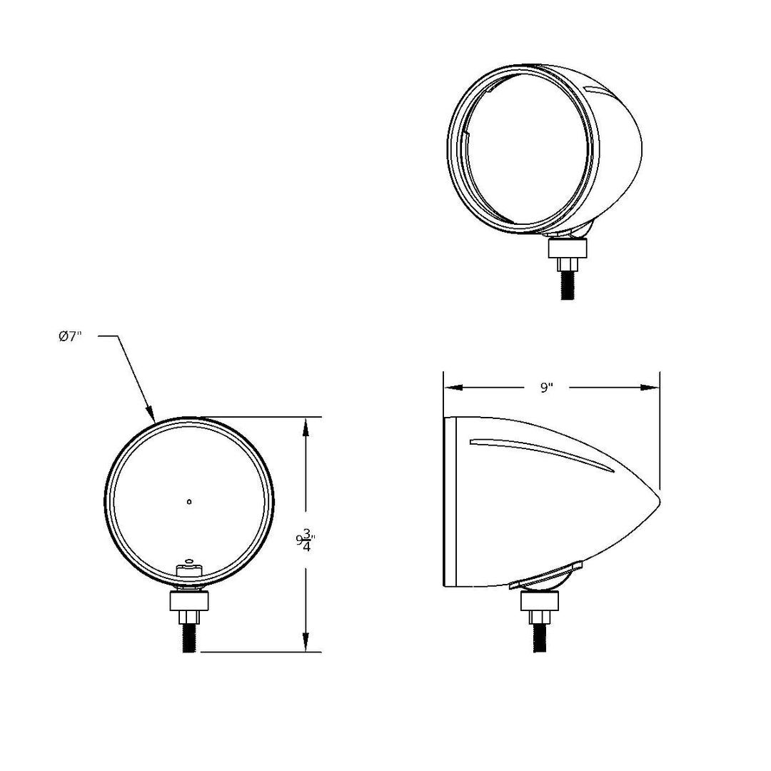 Black "BILLET" Style Groove Headlight Housing - View 6