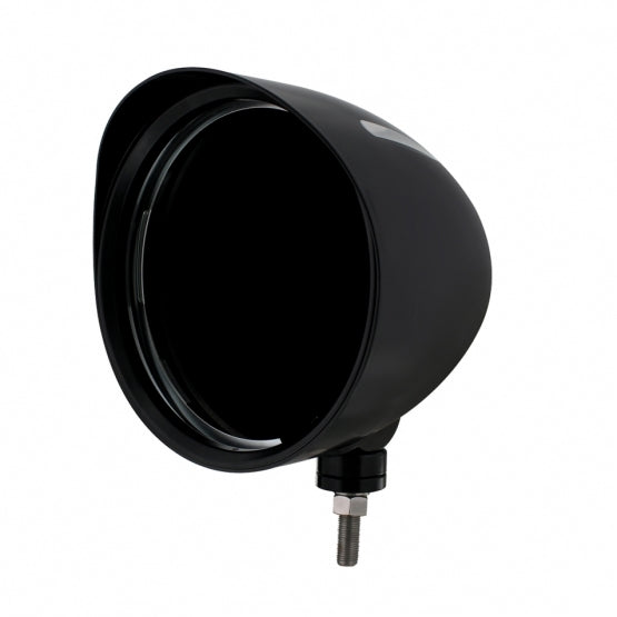 Black "BILLET" Style Groove Headlight Housing With Visor - View 1