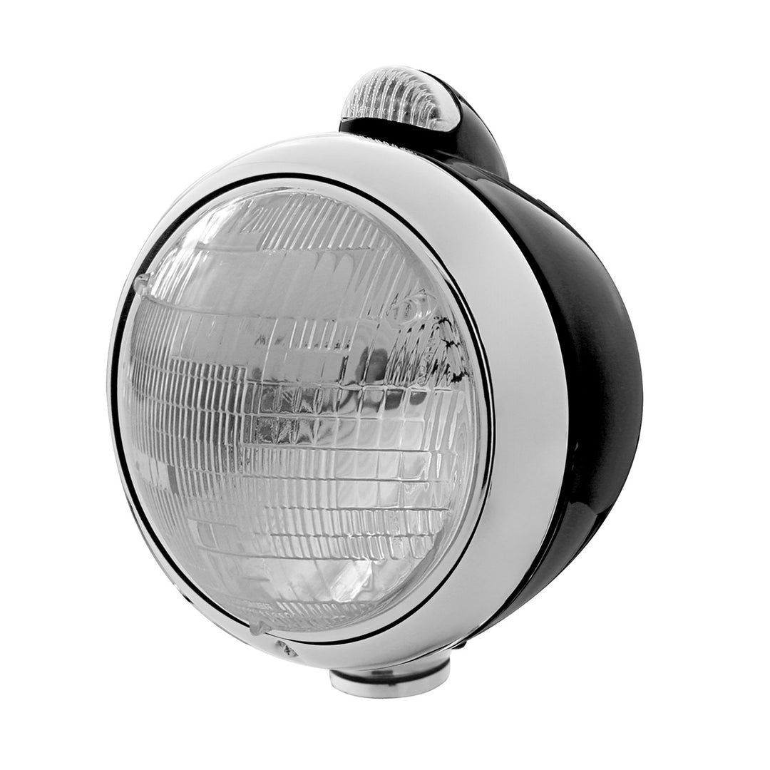 Black Guide 682-C Style Headlight 6014 &amp; LED Turn Signal - Clear Lens - View 1