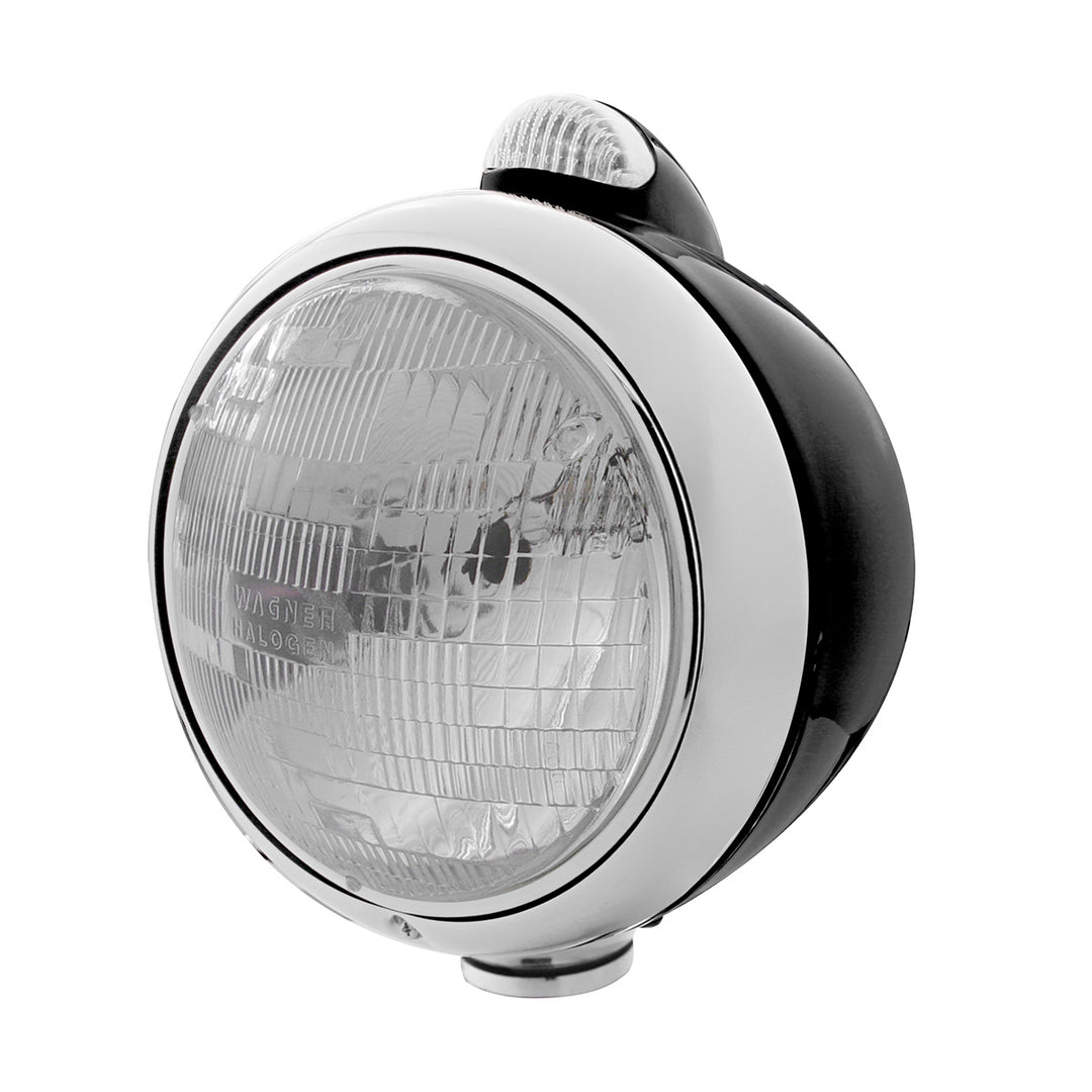 Black Guide 682-C Style Headlight H6024 &amp; LED Turn Signal - Clear Lens - View 1