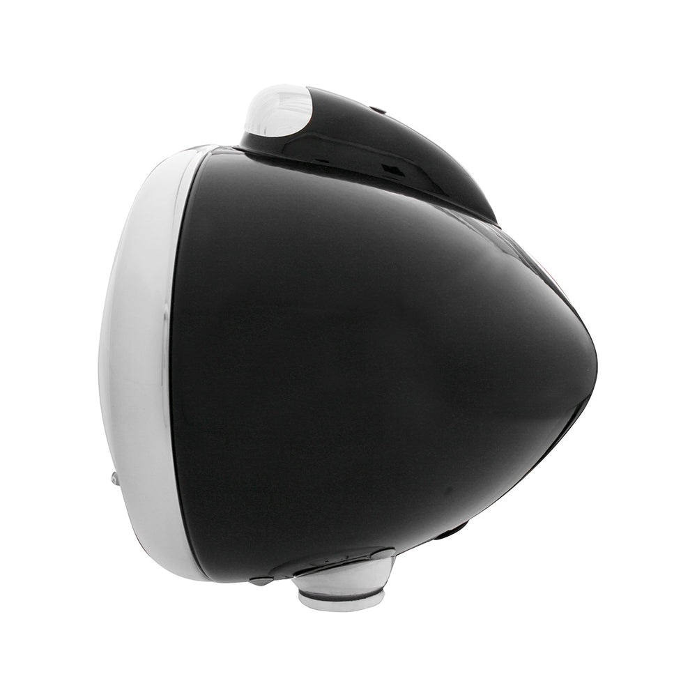 Black Guide 682-C Style Headlight H6024 & LED Turn Signal - Clear Lens - View 2