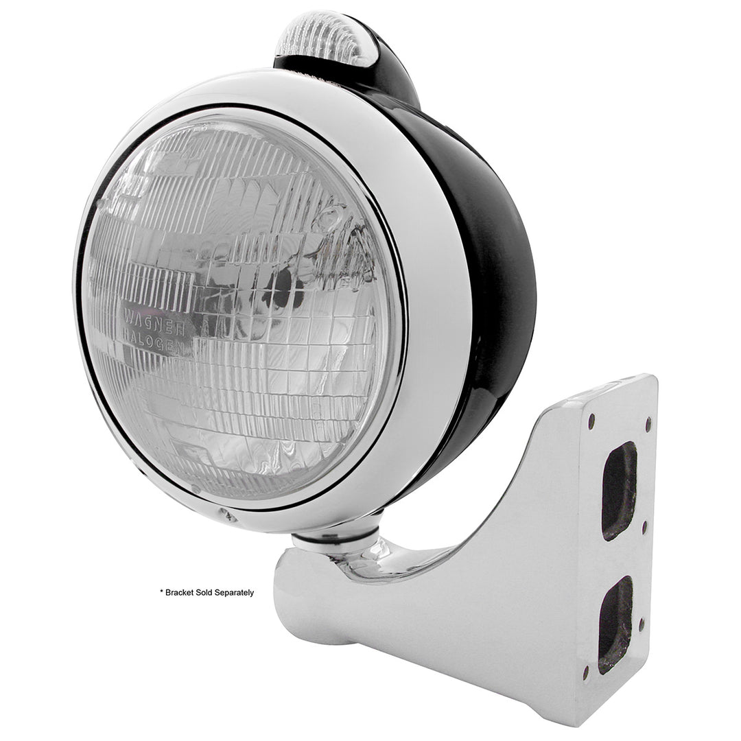 Black Guide 682-C Style Headlight H6024 &amp; LED Turn Signal - Clear Lens - View 4