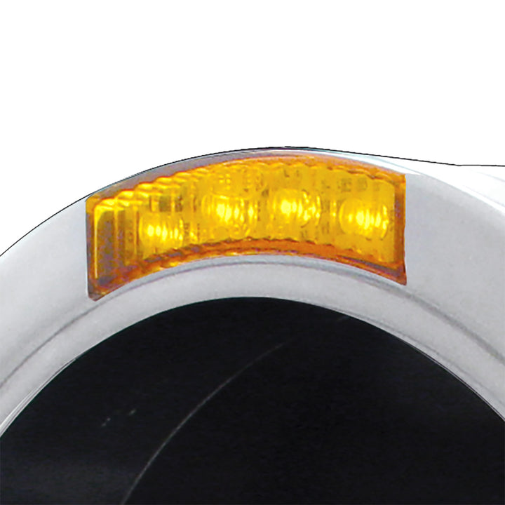 Stainless Steel Bullet Half Moon Headlight No Bulb With LED Turn Signal - Amber Lens - View 2