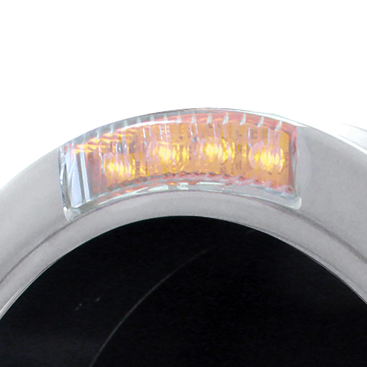 Stainless Steel Bullet Half Moon Headlight No Bulb With LED Turn Signal - Clear Lens - View 2