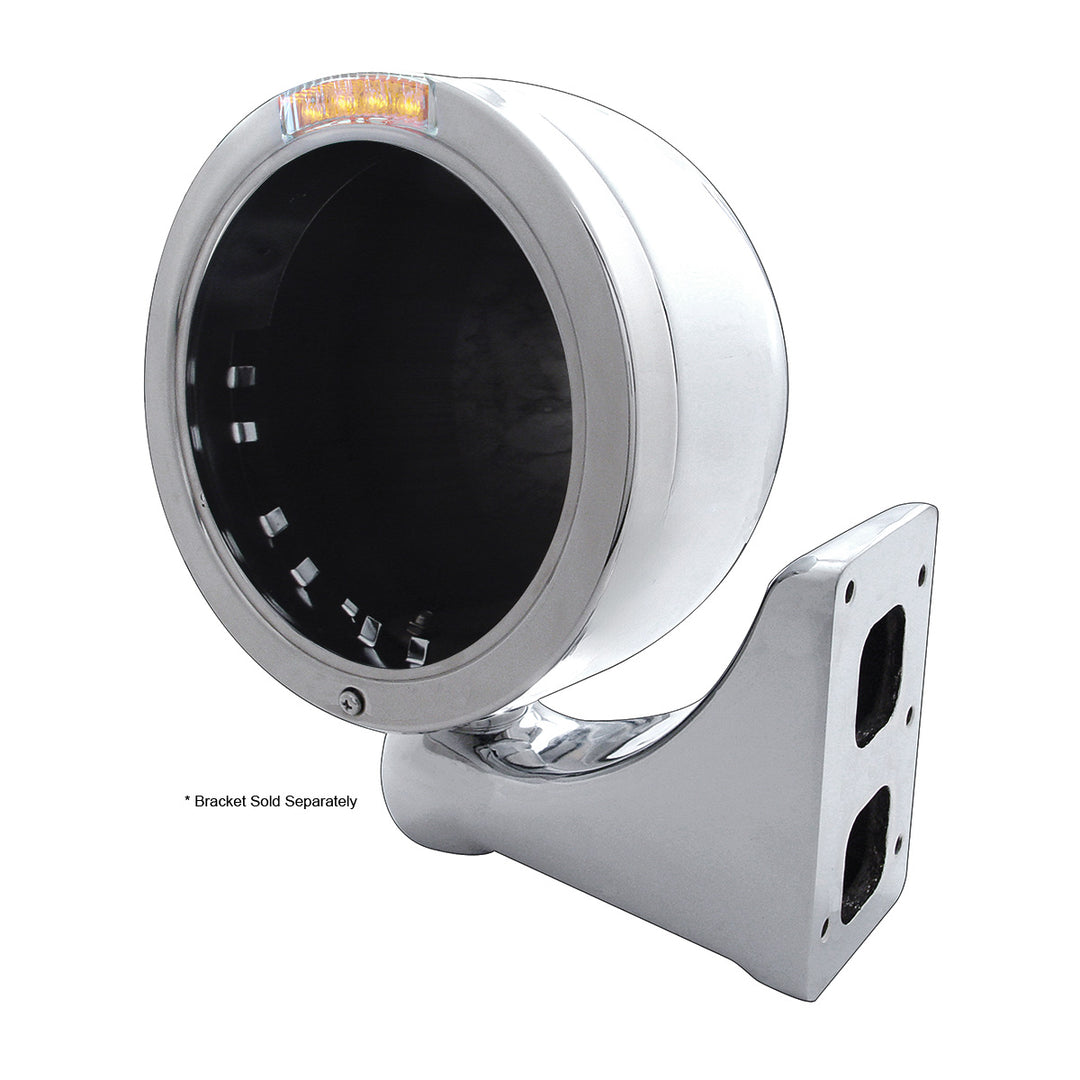Stainless Steel Bullet Half Moon Headlight No Bulb With LED Turn Signal - Clear Lens - View 4