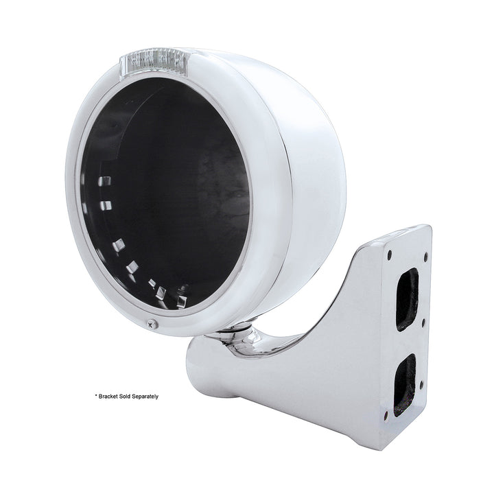 Stainless Steel Classic Half Moon Headlight No Bulb With LED Turn Signal - Clear Lens - View 3