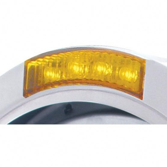 Stainless Steel Bullet Classic Headlight No Bulb With LED Turn Signal - Amber Lens - View 4