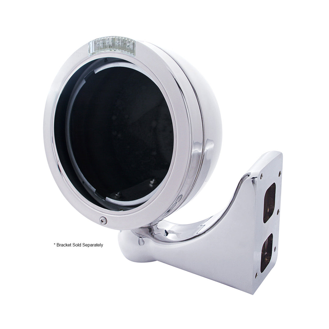 Stainless Steel Bullet Classic Headlight No Bulb With LED Turn Signal - Clear Lens - View 3