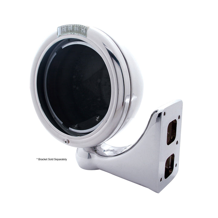 Stainless Steel Classic Headlight No Bulb With LED Turn Signal - Amber LED/Clear Lens - View 3