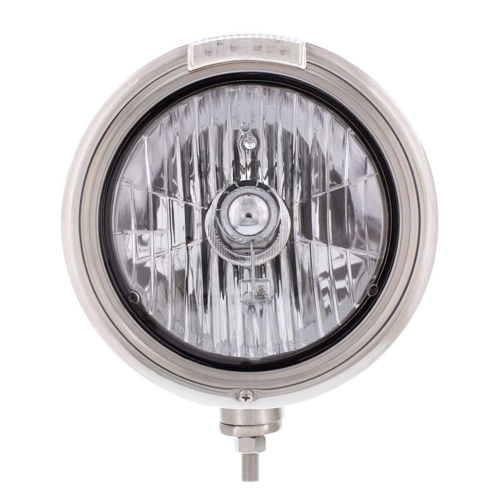Stainless Steel Classic Headlight Crystal H4 Bulb & LED Turn Signal - Clear Lens - View 2