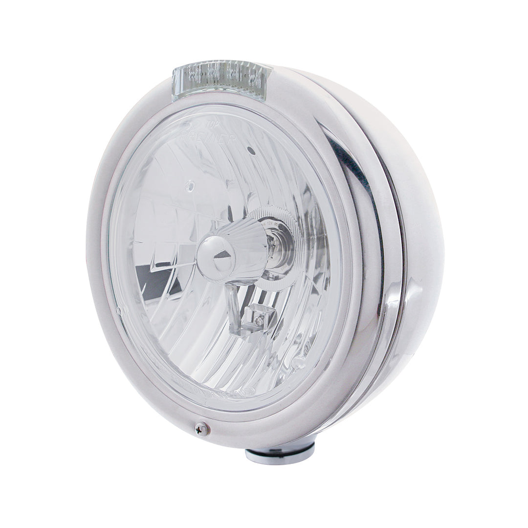 Chrome Classic Headlight Crystal H4 Bulb &amp; LED Turn Signal - Clear Lens - View 1