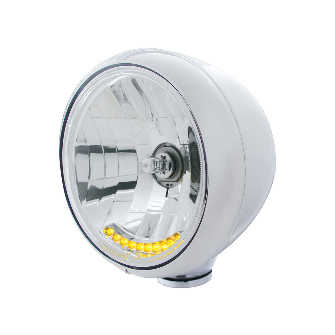 Stainless Steel Guide 682-C Style Headlight H4 Bulb With 10 Amber LED - View 1