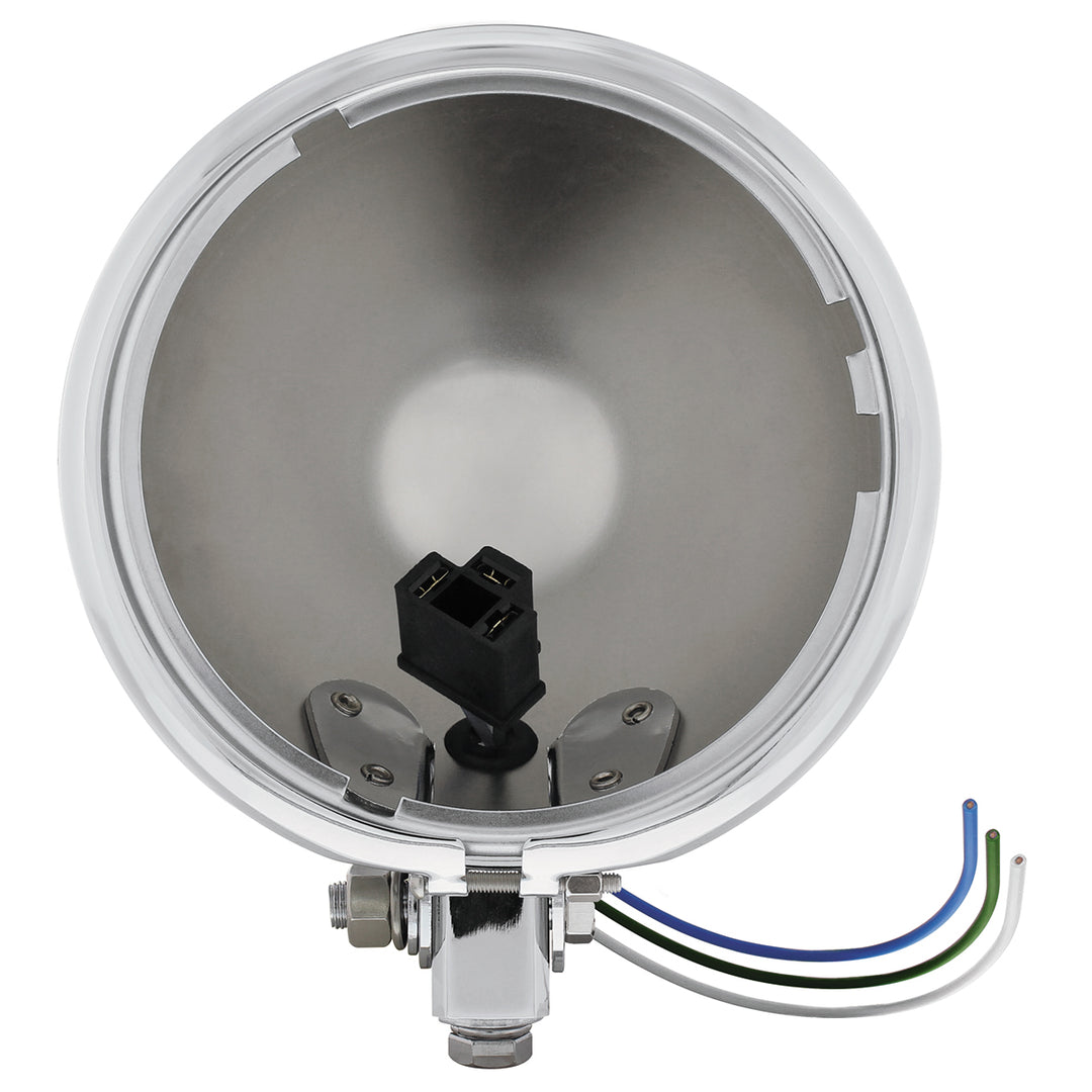 Chrome 5-3/4" Motorcycle Headlight Housing Only - Bottom Mount - View 1