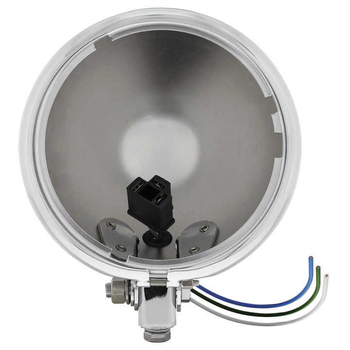 Chrome 5-3/4" Motorcycle Headlight Housing Only - Bottom Mount - View 1