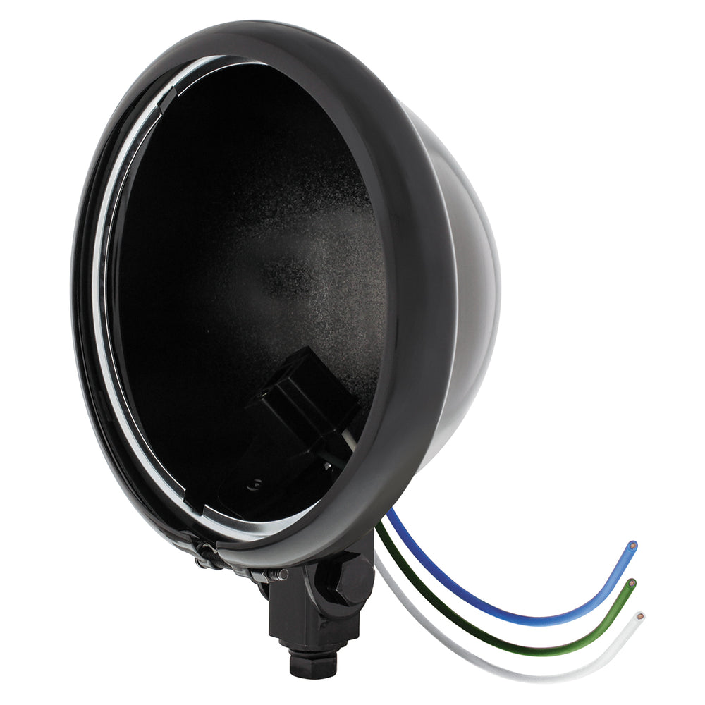 Black 5-3/4" Motorcycle Headlight Housing Only - Bottom Mount - View 2