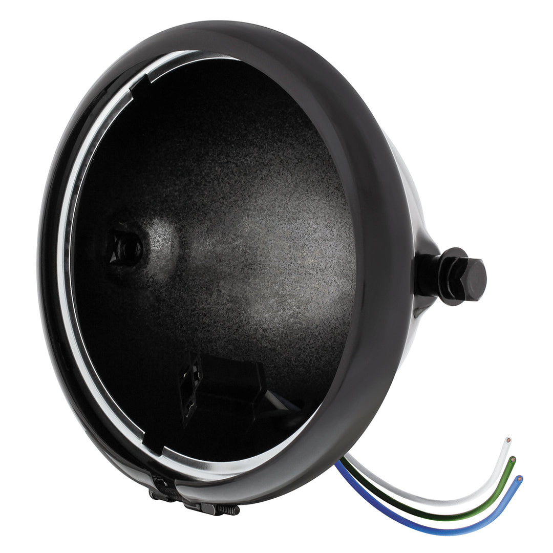 Black 5-3/4" Motorcycle Headlight Housing Only - Side Mount - View 2