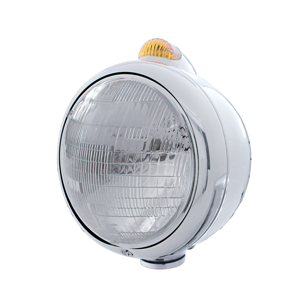 Stainless Steel Guide 682-C Headlight 6014 &amp; Dual Mode LED Signal - Amber Lens - View 1