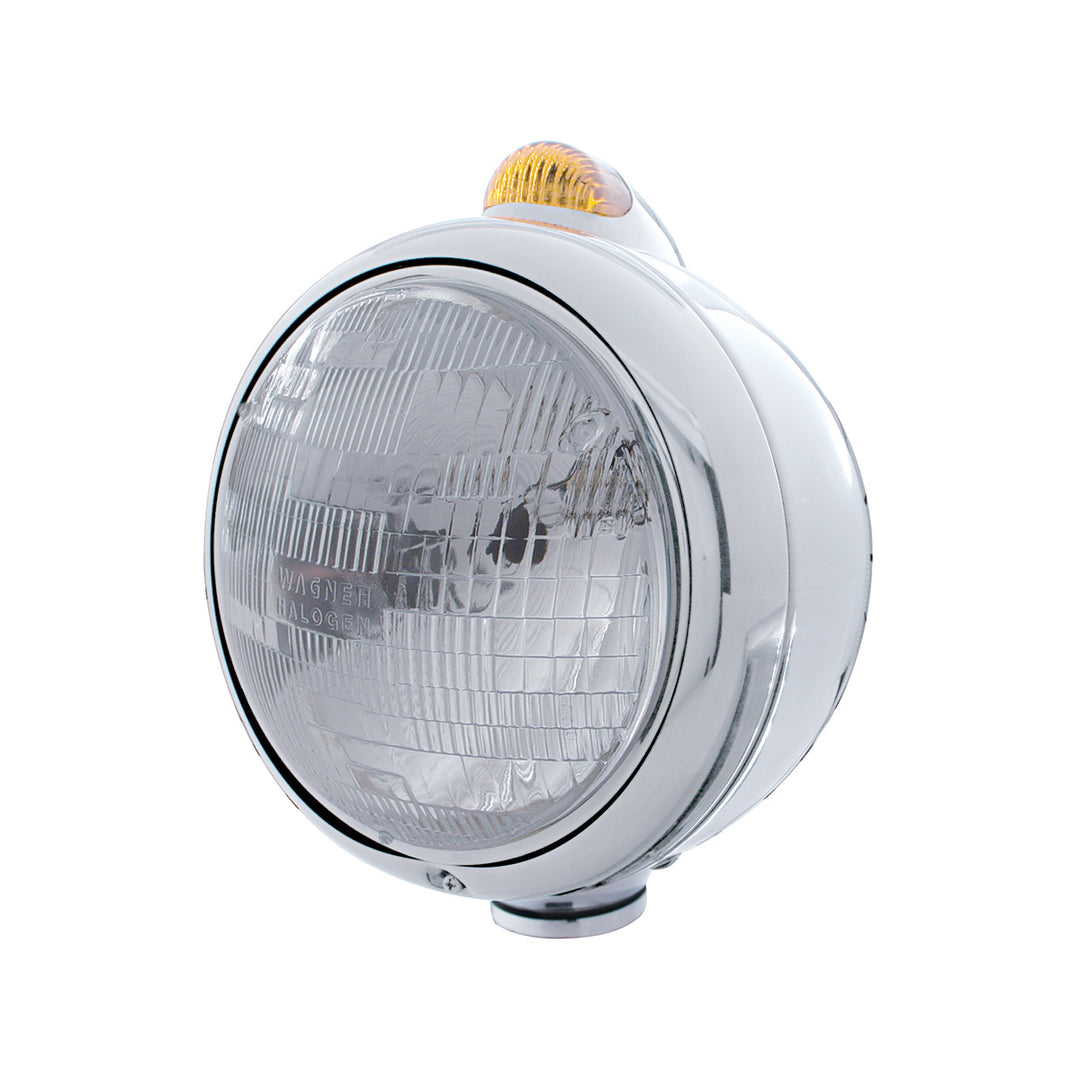 Stainless Steel Guide 682-C Headlight H6024 &amp; Dual Mode LED Signal - Amber Lens - View 1