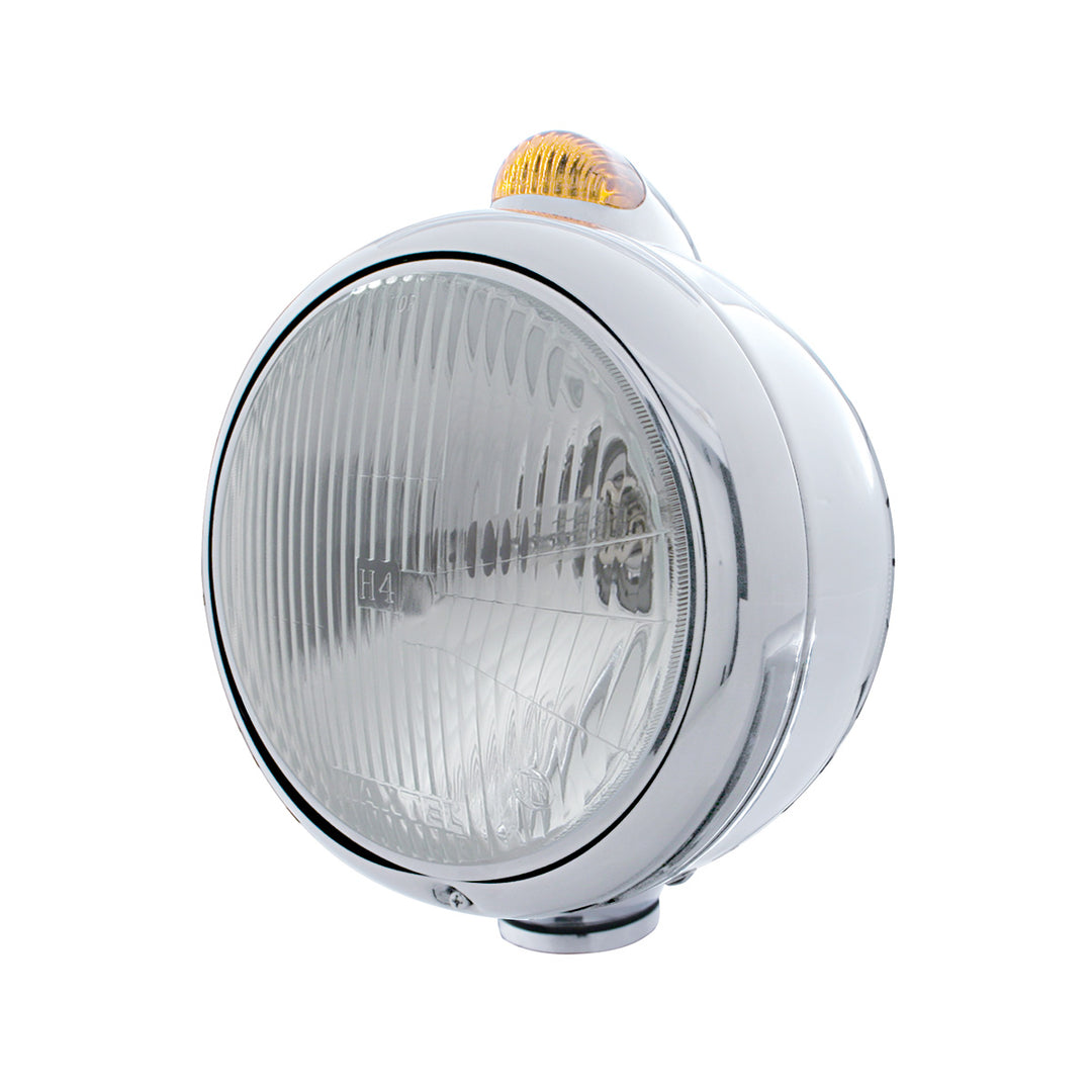 Stainless Steel Guide 682-C Headlight H4 &amp; Dual Mode LED Signal - Amber Lens - View 1