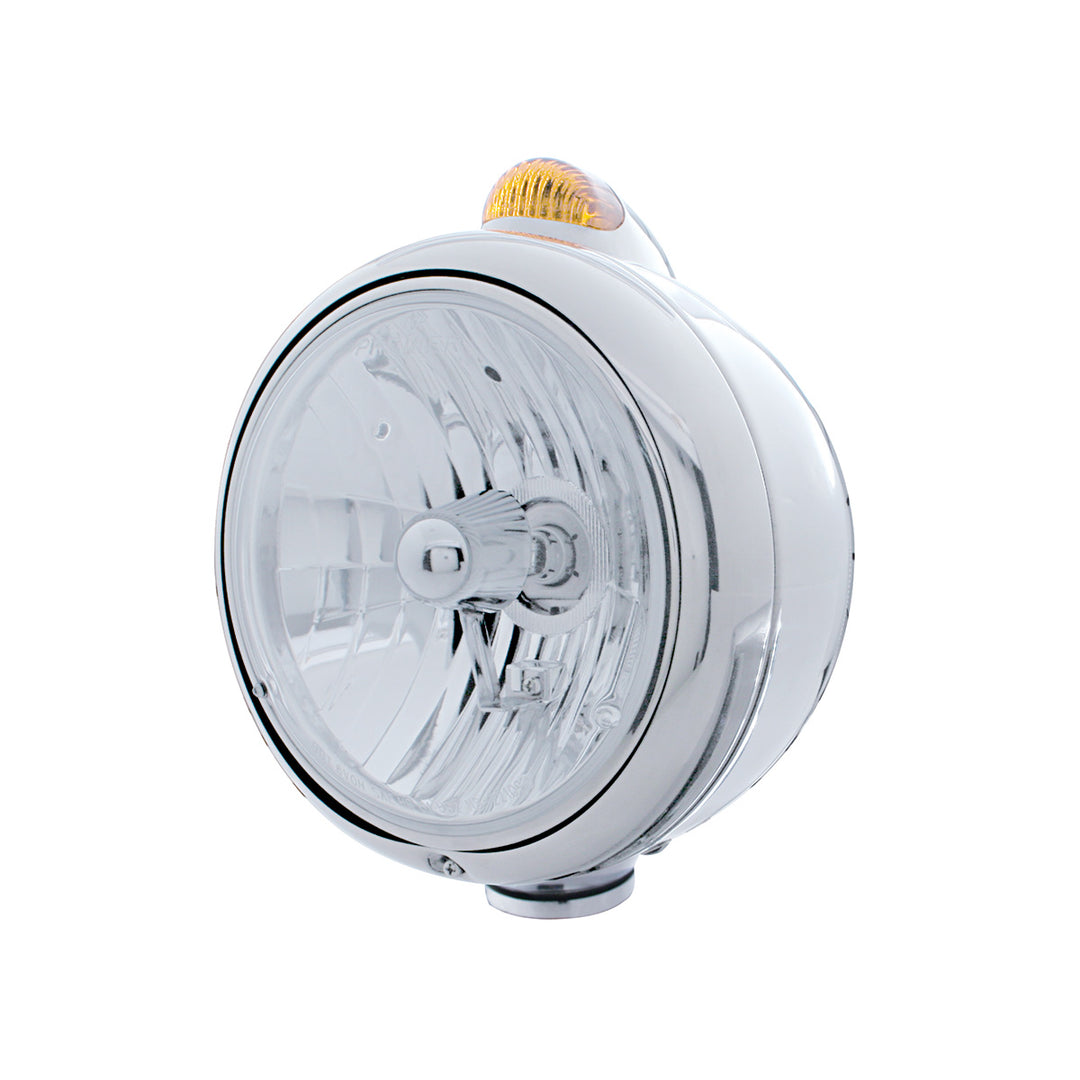 Stainless Steel Guide 682-C Headlight Crystal H4 &amp; Dual Mode LED Signal - Amber Lens - View 1