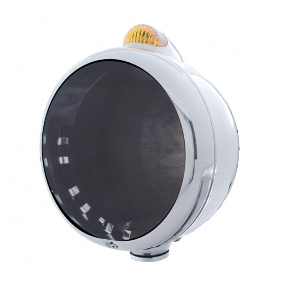 Chrome Guide 682-C Headlight No Bulb With Dual Mode LED Signal - Amber Lens - View 1