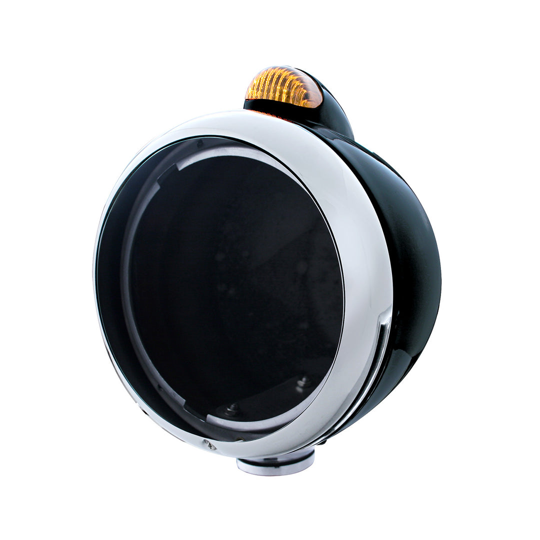 Black Guide 682-C Headlight No Bulb With Dual Mode LED Signal - Amber Lens - View 1